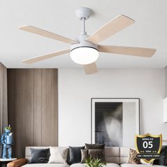 Quạt trần đèn thiết kế 5 cánh gỗ tối giản, hiện đại QT-239