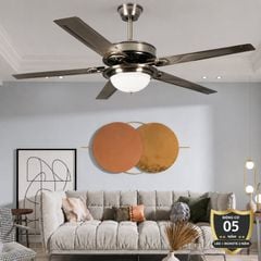 Quạt trần đèn thiết kế 5 cánh kim loại tối giản, hiện đại QT-240