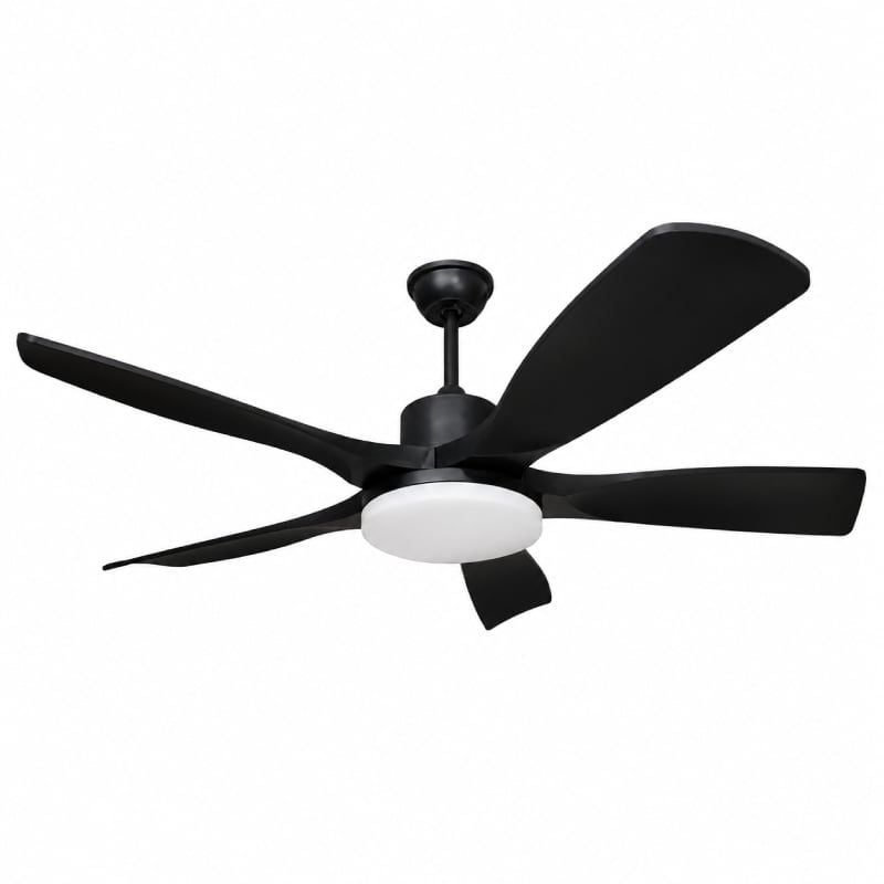 Quạt trần đèn thiết kế 5 cánh nhựa màu đen tối giản, hiện đại QT-266