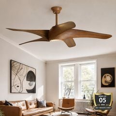 Quạt trần đèn thiết kế 5 cánh nhựa tối giản, hiện đại QT-249