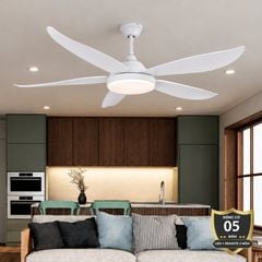 Quạt trần đèn thiết kế 5 cánh nhựa tối giản, hiện đại QT-254