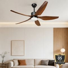 Quạt trần đèn thiết kế 5 cánh nhựa tối giản, hiện đại QT-263