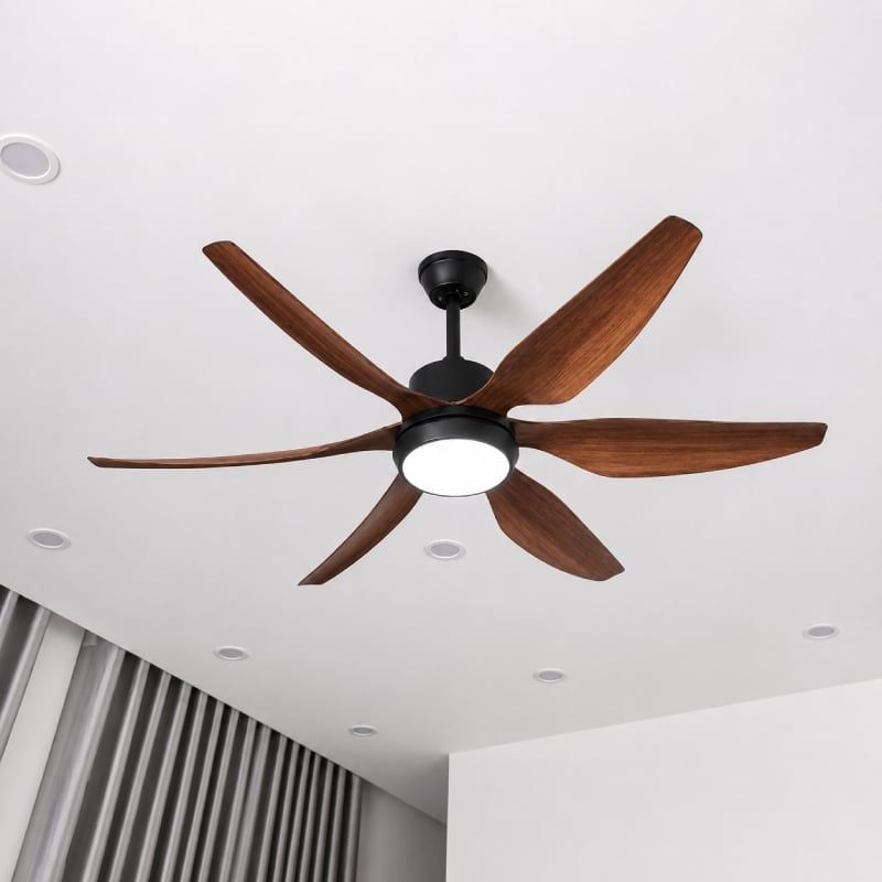 Quạt trần đèn thiết kế 6 cánh nhựa tối giản, hiện đại QT-261