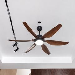 Quạt trần đèn thiết kế 6 cánh nhựa tối giản, hiện đại QT-261