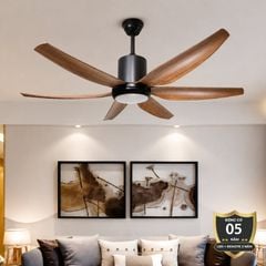 Quạt trần đèn thiết kế 6 cánh nhựa tối giản, hiện đại QT-261