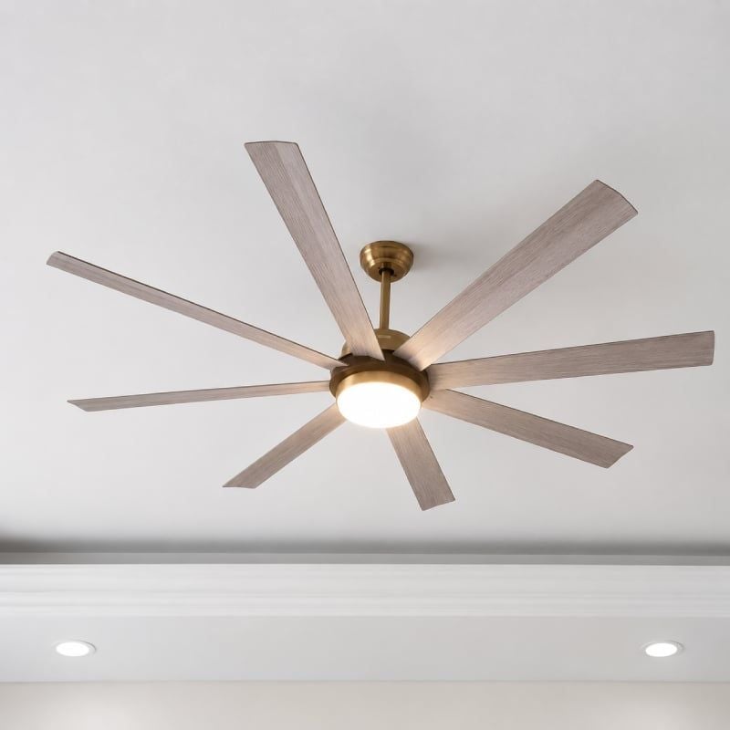 Quạt trần đèn thiết kế 8 cánh nhựa tối giản, hiện đại QT-251