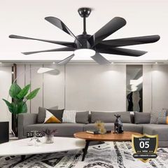 Quạt trần đèn thiết kế 8 cánh, phong cách Bắc Âu QT-35