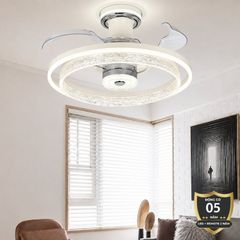 Quạt trần đèn thiết kế cánh nhựa tối giản, hiện đại QT-277