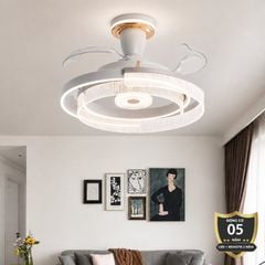 Quạt trần đèn thiết kế cánh nhựa tối giản, hiện đại QT-278