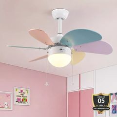 Quạt trần đèn thiết kế cánh quạt nhiều màu dễ thương cho bé QT-81