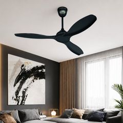 Quạt trần thiết kế 3 cánh đen, dáng uốn lượn nghệ thuật QT-72