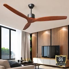 Quạt trần thiết kế 3 cánh gỗ tối giản, hiện đại QT-224