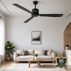 Quạt trần thiết kế 3 cánh màu đen tối giản, hiện đại QT-111
