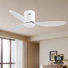 Quạt trần thiết kế 3 cánh màu trắng tối giản, hiện đại QT-105
