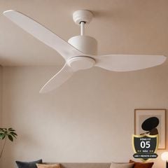 Quạt trần thiết kế 3 cánh màu trắng tối giản, hiện đại QT-109
