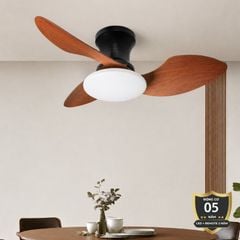Quạt trần đèn thiết kế 3 cánh nhựa tối giản, hiện đại QT-208