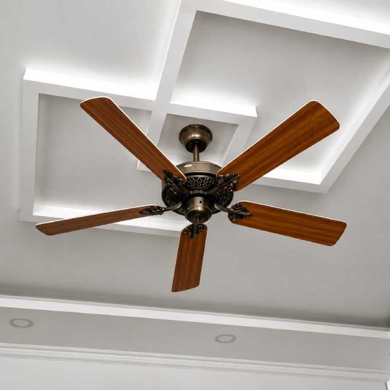 Quạt trần thiết kế 5 cánh gỗ phong cách cổ điển QT-233