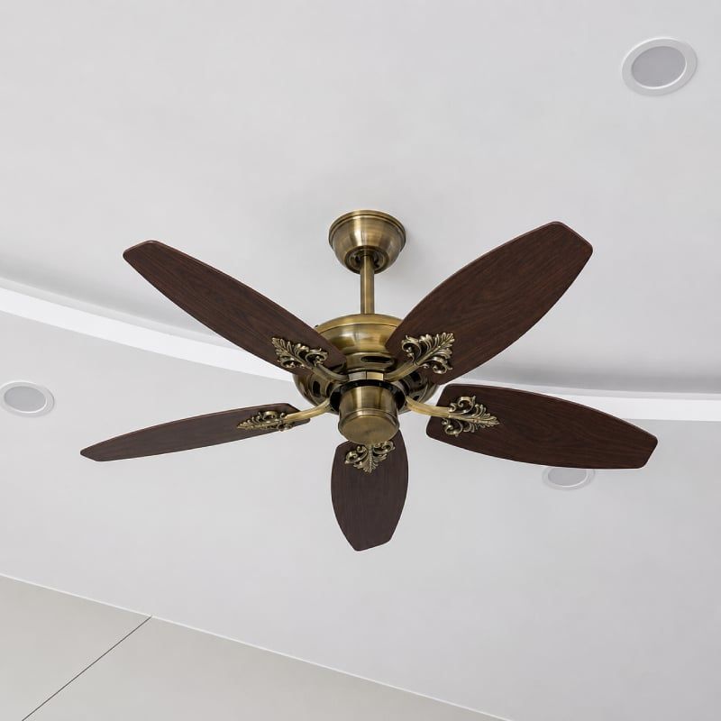 Quạt trần thiết kế 5 cánh gỗ phong cách cổ điển QT-235