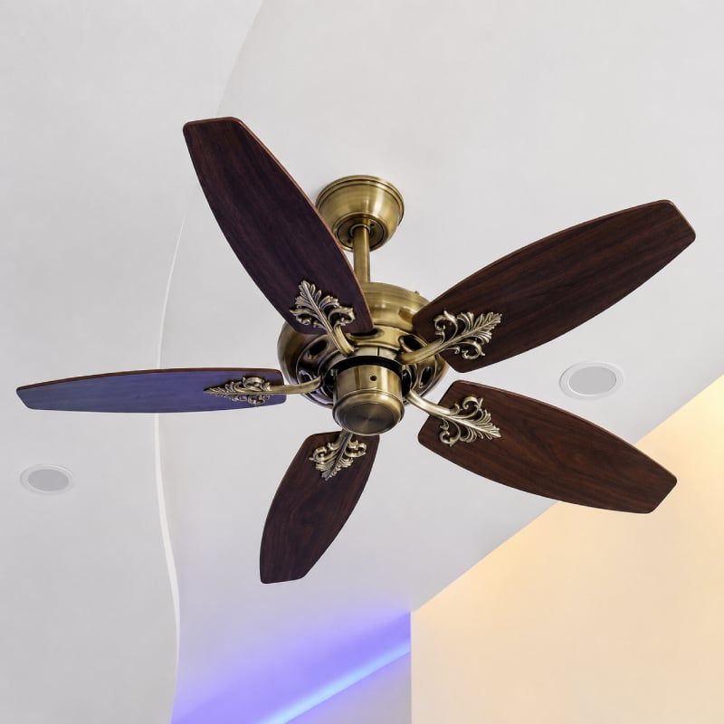 Quạt trần thiết kế 5 cánh gỗ phong cách cổ điển QT-235