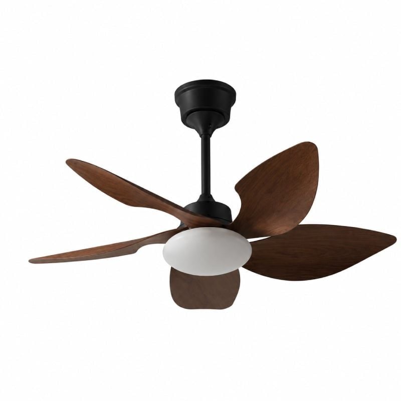Quạt trần đèn thiết kế 5 cánh nhựa màu cacao tối giản, hiện đại QT-212