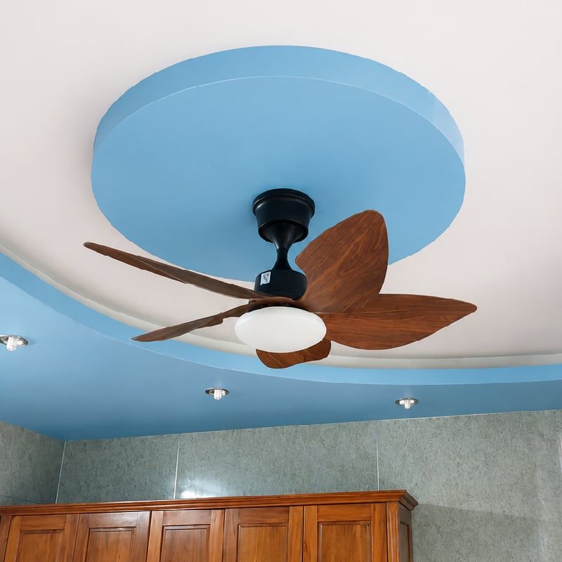 Quạt trần đèn thiết kế 5 cánh nhựa màu cacao tối giản, hiện đại QT-212