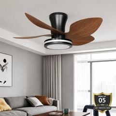 Quạt trần đèn thiết kế 5 cánh nhựa tối giản, hiện đại QT-210