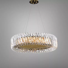 Đèn chùm phale, thiết kế kiểu tròn, mâm inox si vàng cao cấp  DC-104