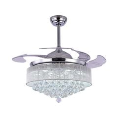 Quạt trần thiết kế 4 cánh tích hợp đèn pha lê sang trọng, hiện đại QT-85