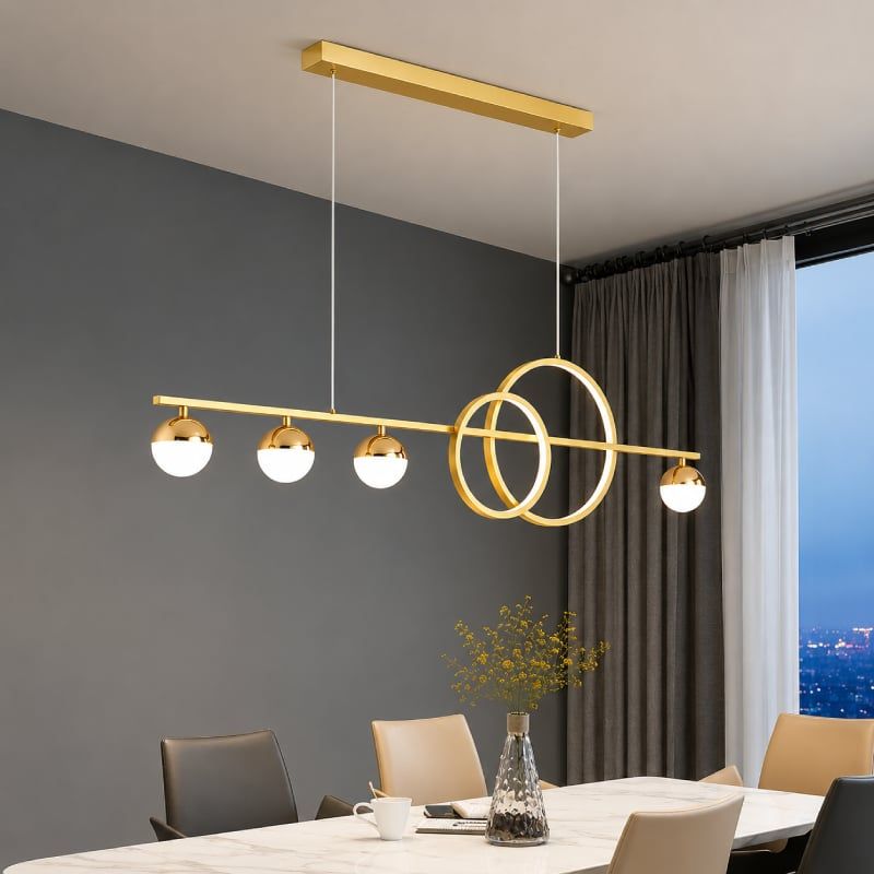 Đèn thả hiện đại -  thiết kế thả ngang, vòng led hiện đại phối quả cầu DT-23