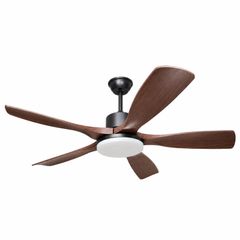Quạt trần đèn thiết kế 5 cánh nhựa màu cacao tối giản, hiện đại QT-264