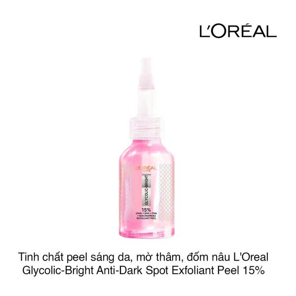 Tinh chất peel giúp sáng da, mờ thâm, đốm nâu L'Oreal Glycolic-Bright Anti-Dark Spot Exfoliant Peel 15% 25ml
