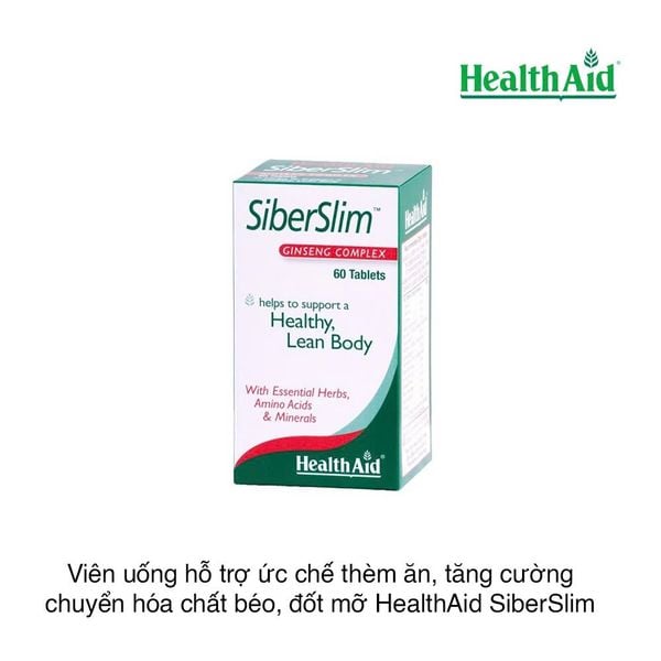 Viên uống hỗ trợ ức chế thèm ăn, tăng cường chuyển hóa chất béo, đốt mỡ thừa HealthAid SiberSlim (60 viên)