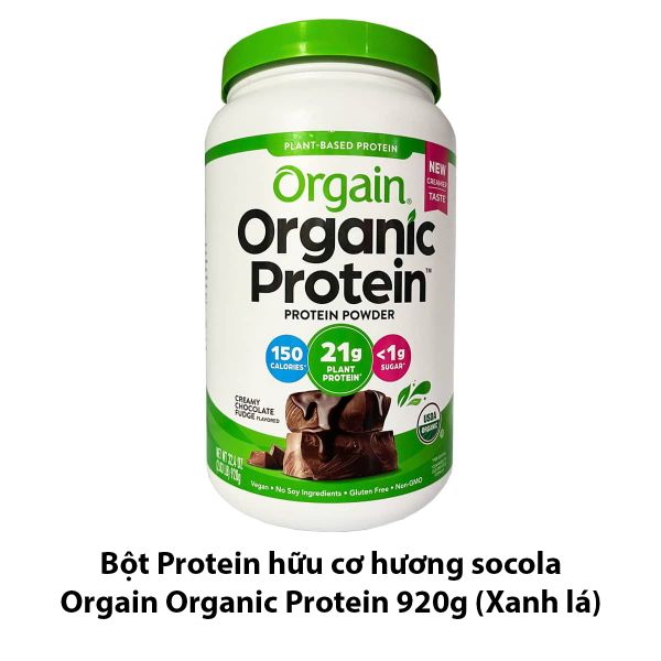 Bột Protein hữu cơ hương socola Orgain Organic Protein 920g (Xanh lá)