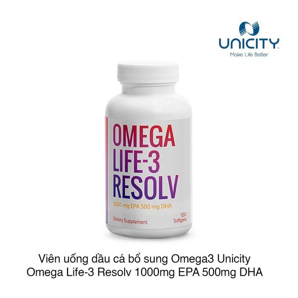 Viên uống dầu cá bổ sung Omega3 Unicity Omega Life-3 Resolv 1000mg EPA 500mg DHA (120 viên)