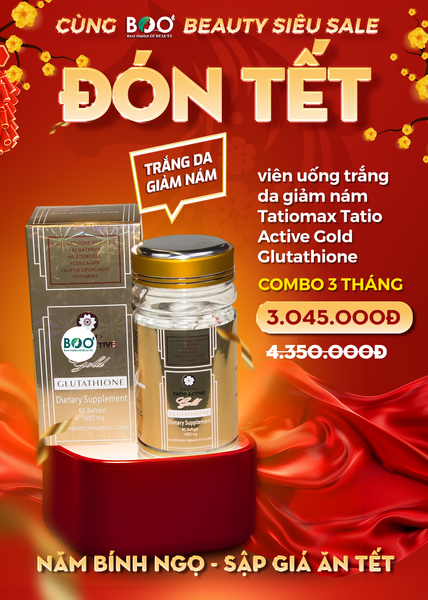 COMBO 3 Tháng | Viên Uống Trắng Da Giảm Nám Tatiomax Tatio Acitve Gold Glutathione