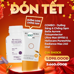 Combo Dưỡng Sáng Chống Sạm | Kem chống nắng Bella Aurora Ultra-Mat SPF50 + Viên uống trắng da Heliocare Purewhite Radiance Max