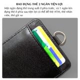 Bao da đựng thẻ nhân viên, thẻ từ, thẻ gửi xe kèm móc khóa dây rút tiện lợi