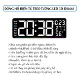 Đồng hồ điện tử treo tường led 3D điều khiển từ xa DS6661