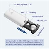 Kính lúp cầm tay mini 20-45x có đèn led chiếu sáng 92045