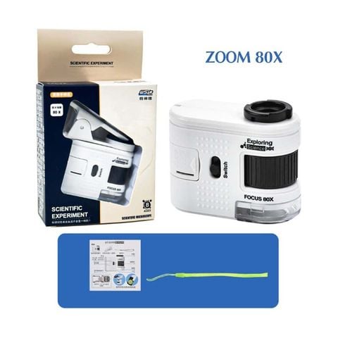 Kính lúp mini 80x kẹp ống kính camera điện thoại 2in1 W5800B