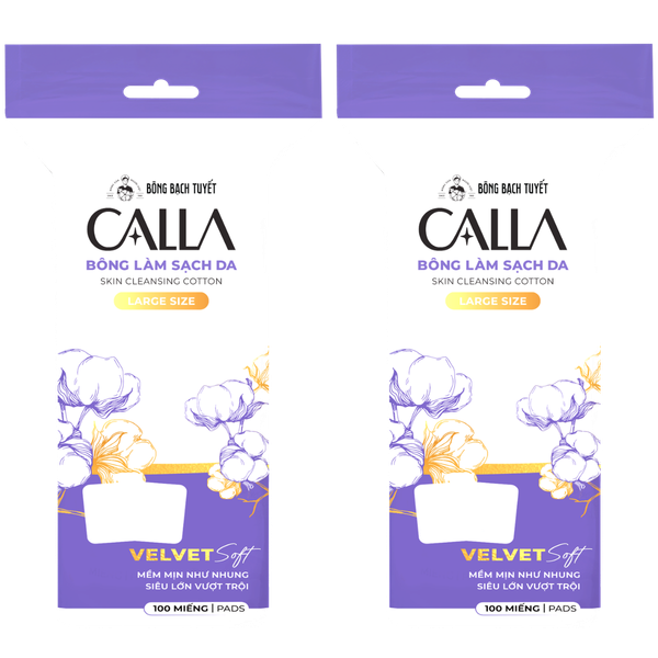  Combo 2 Túi Bông Tẩy Trang Bông Bạch Tuyết Calla Velvet Soft Mềm Mịn Miếng Bông Lớn 100 Miếng/Túi 