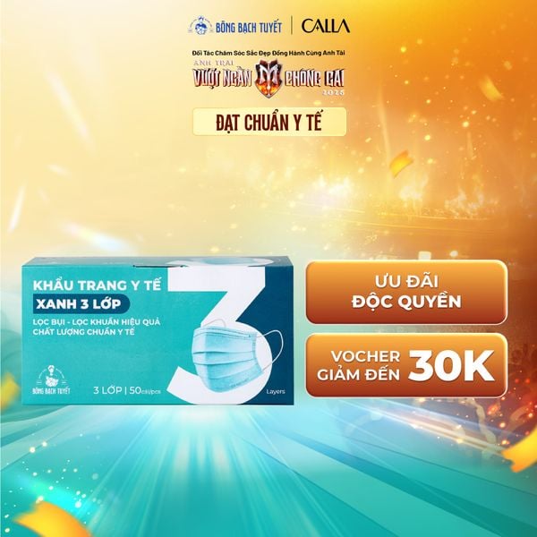  Khẩu trang Bông Bạch Tuyết 3 lớp xanh (50 cái/hộp) 