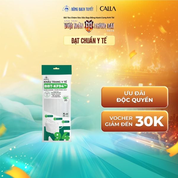  Khẩu trang Bông Bạch Tuyết KF94 4 lớp trắng (10 cái/gói) 