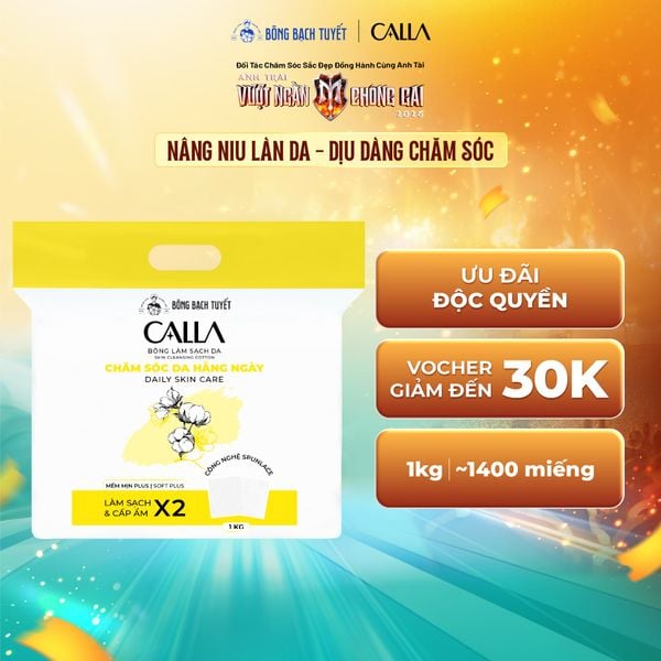  Bông làm sạch da Bông Bạch Tuyết Calla Mềm Mịn 1Kg - mịn gân (túi zip) 