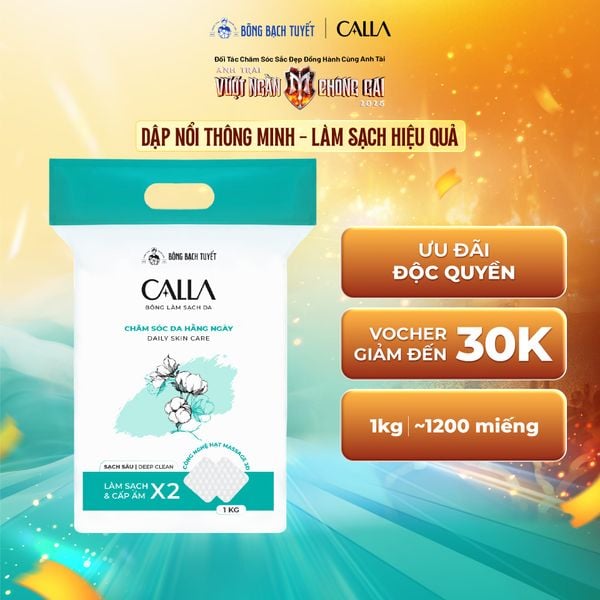  Bông làm sạch da Bông Bạch Tuyết Calla Sạch Sâu 1Kg (túi Zip) 