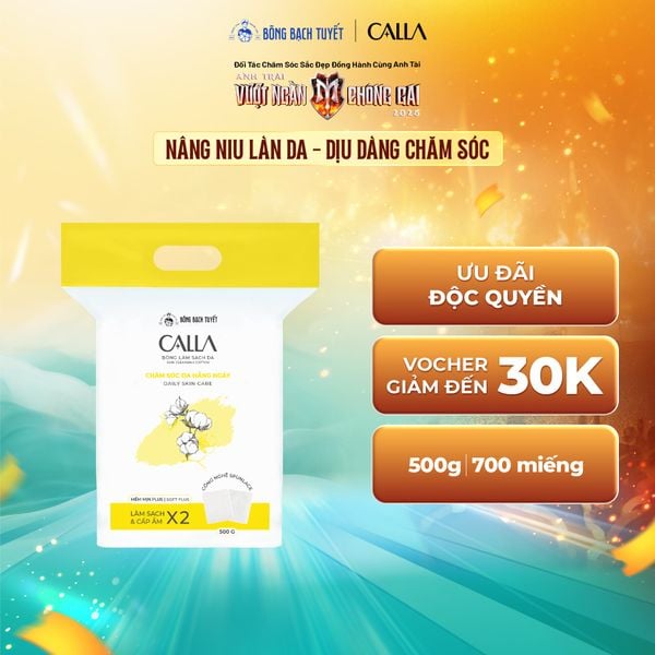  Bông làm sạch da Bông Bạch Tuyết Calla Mềm Mịn 500Gr - mịn gân (túi zip) 