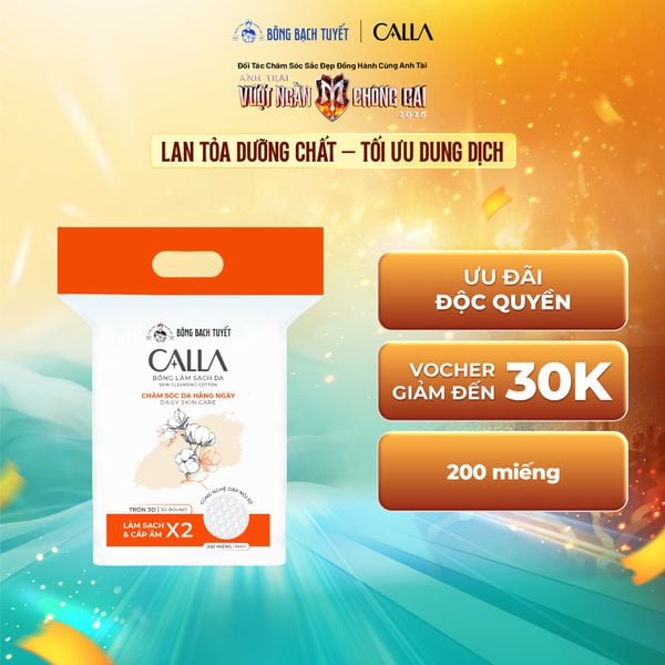  [MỚI - TÚI ZIP] Bông tẩy trang làm sạch da Bông Bạch Tuyết Calla tròn 3D 200 miếng/gói 