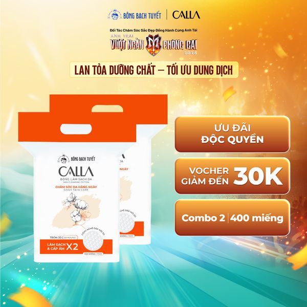  Combo 2 Bông tẩy trang Bông Bạch Tuyết Calla tròn 3D 200 miếng 