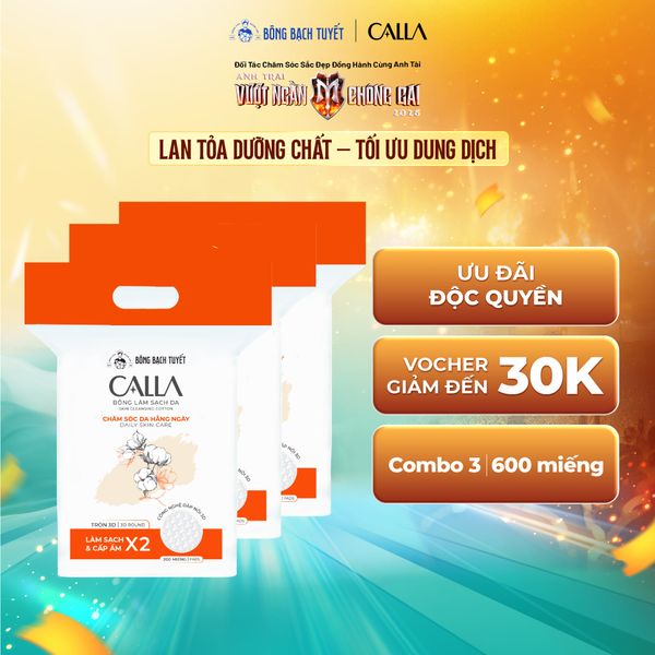  Combo 3 Bông tẩy trang Bông Bạch Tuyết Calla tròn 3D 200 miếng 