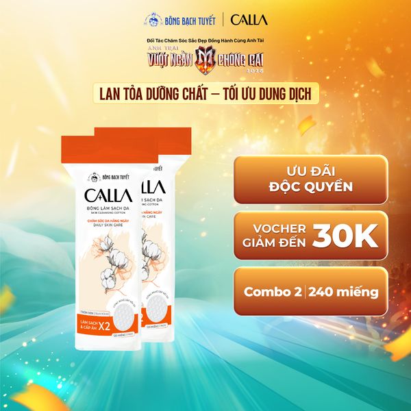  Combo 2 Bông tẩy trang Bông Bạch Tuyết Calla tròn 3D 120 miếng 